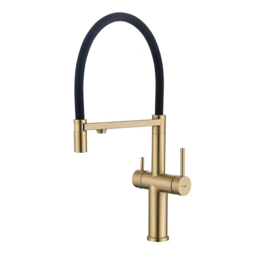 Смеситель для кухни с подключением фильтра Raglo R20.63.03, золотой сатин от магазина Vanna-Vanna.ru!
