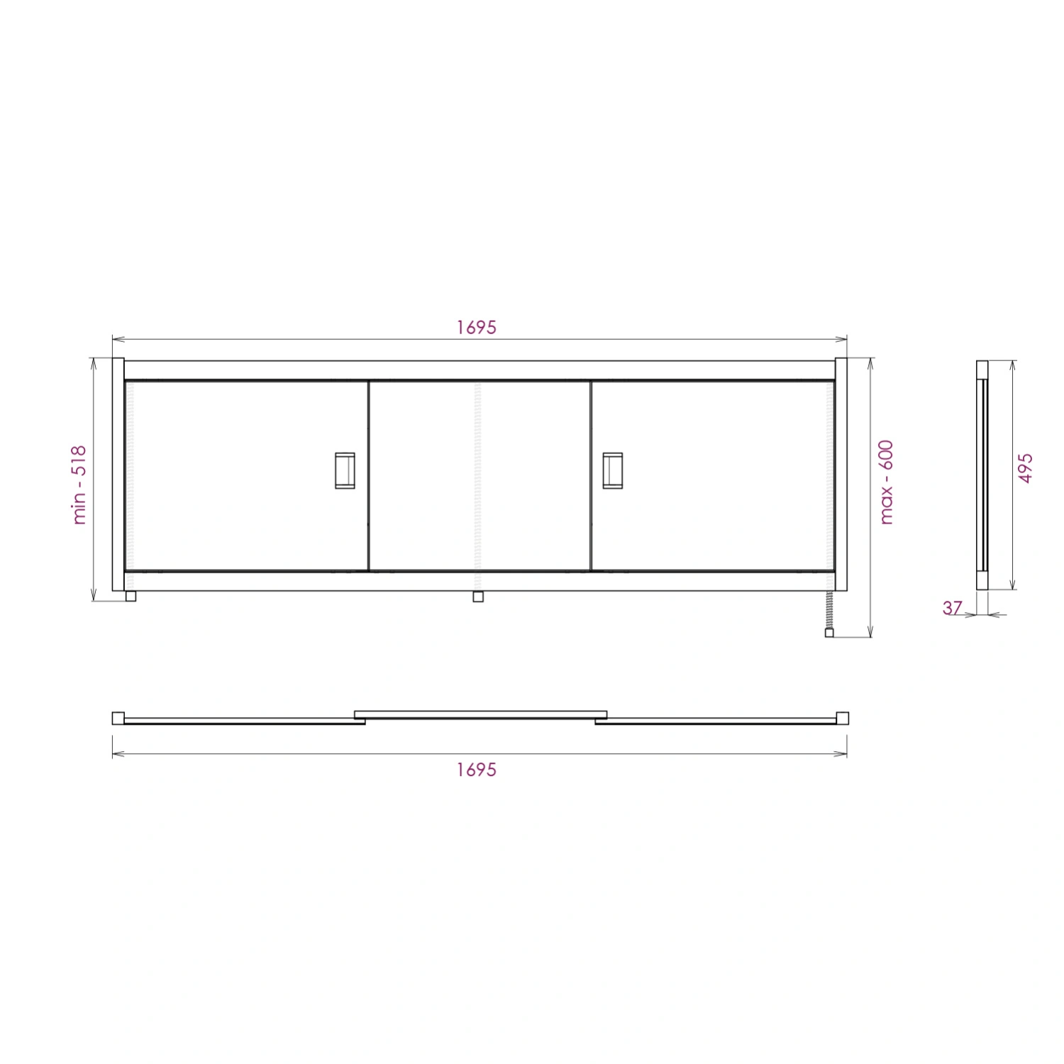 Экран под ванну Onika Монако 170 раздвижной белый от магазина Vanna-Vanna.ru!
