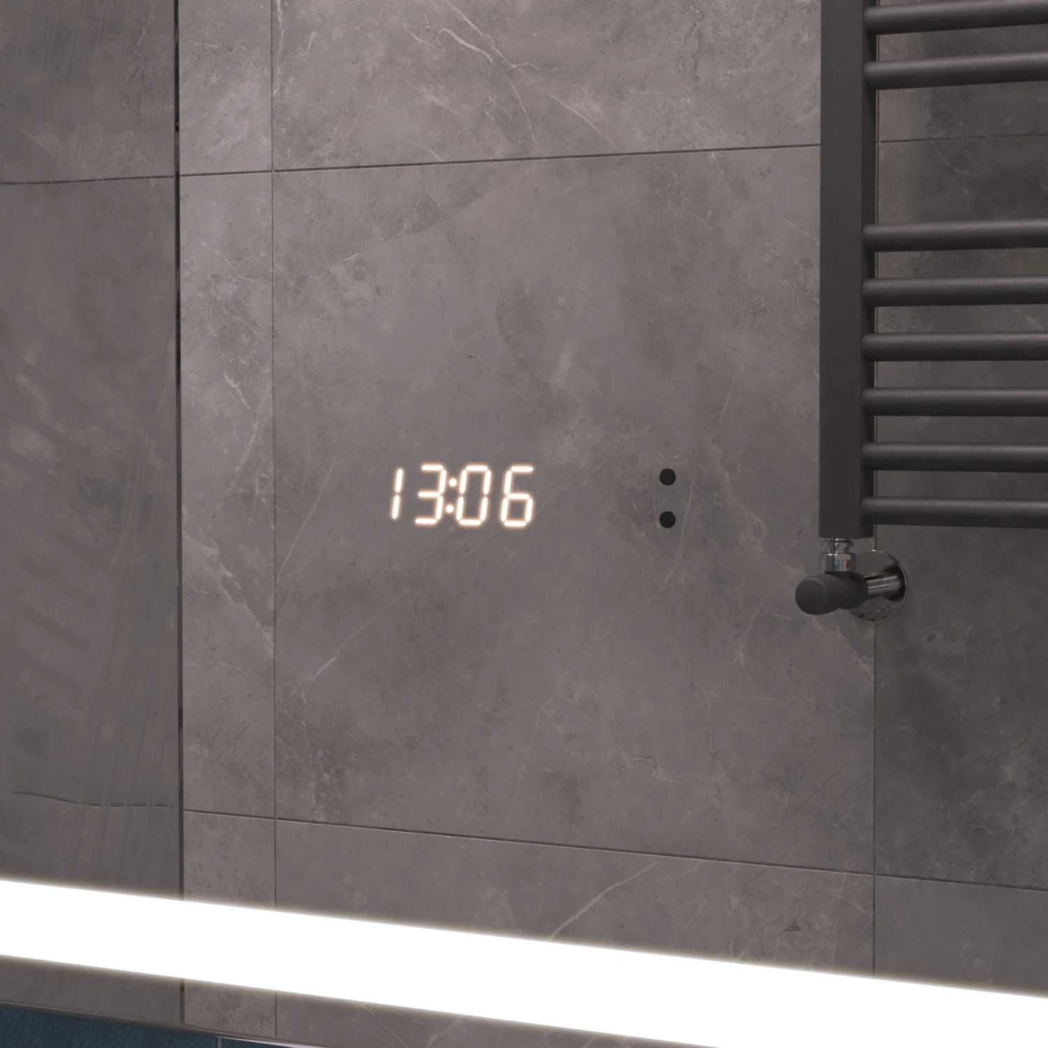 Зеркало Vigo Geometry Luxe 600 свет, сенсор, часы, антизапотевание от магазина Vanna-Vanna.ru!