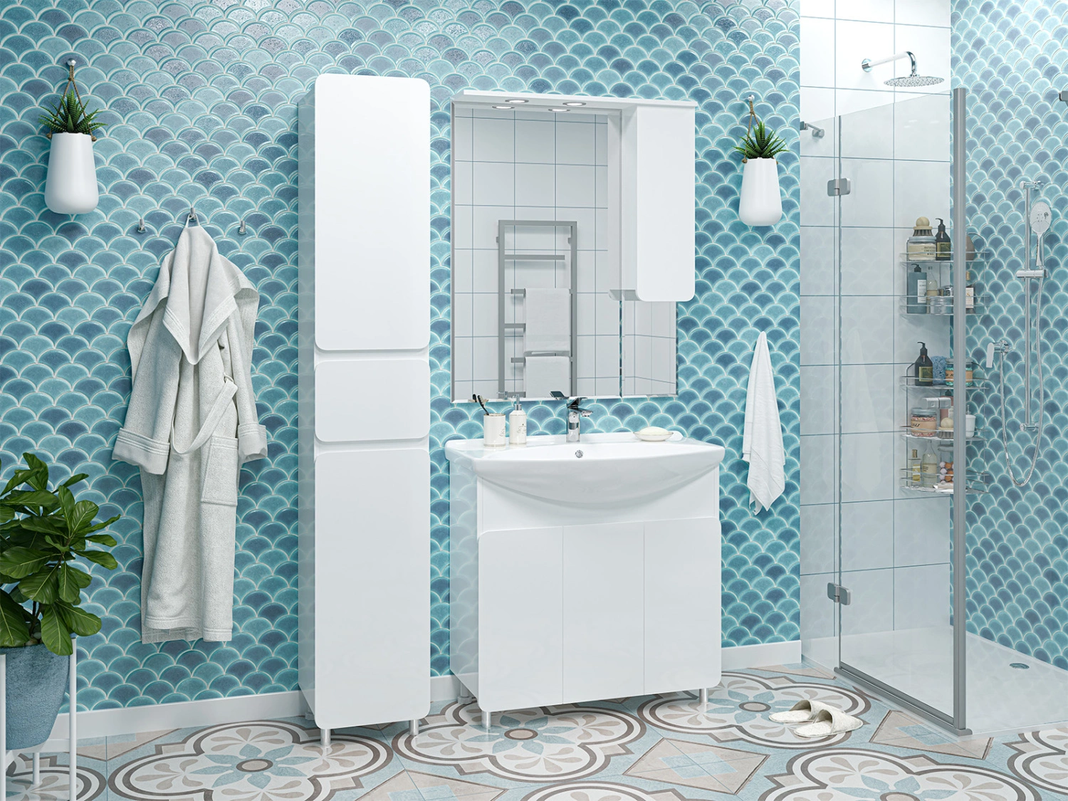 Тумба с раковиной Misty Чегет 85 белый от магазина Vanna-Vanna.ru!