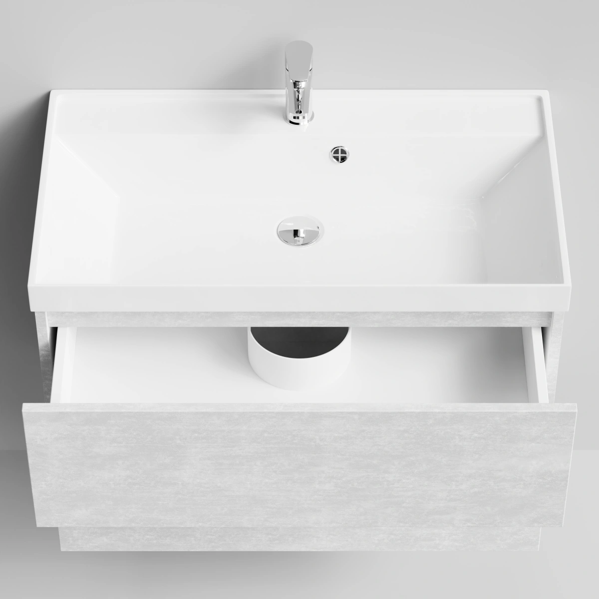 Тумба с раковиной Vod-ok Бест 80  подвесная, Белый камень от магазина Vanna-Vanna.ru!