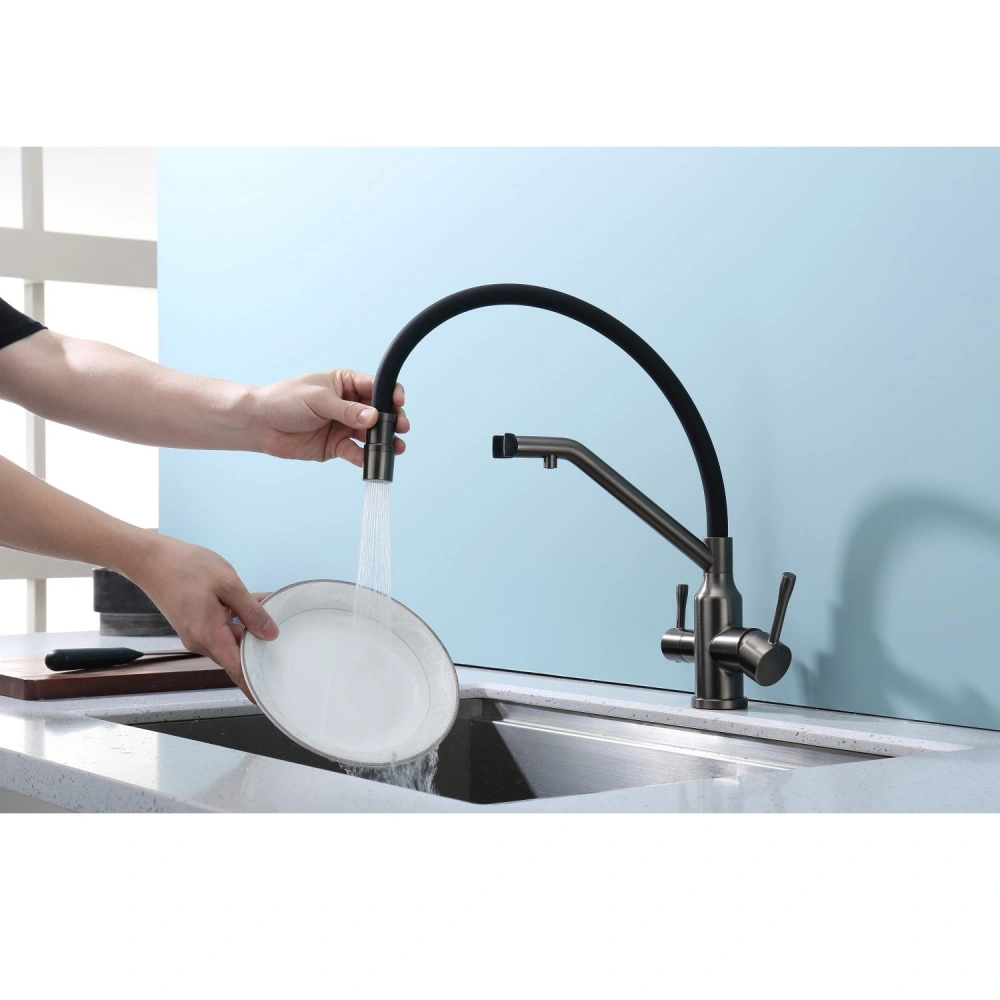 Смеситель для кухни с подключением фильтра Raglo R81.62.09, графит от магазина Vanna-Vanna.ru!