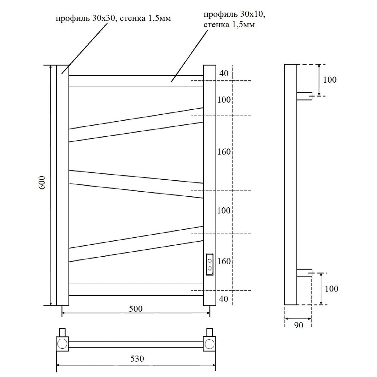 Полотенцесушитель электрический APEXTERMO Genesis GN00165WM 600x500, белый матовый от магазина Vanna-Vanna.ru!