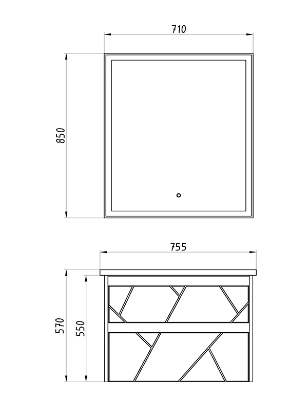 Мебель для ванной Асб-мебель Диана 75 комплект, подвесной, grey от магазина Vanna-Vanna.ru!