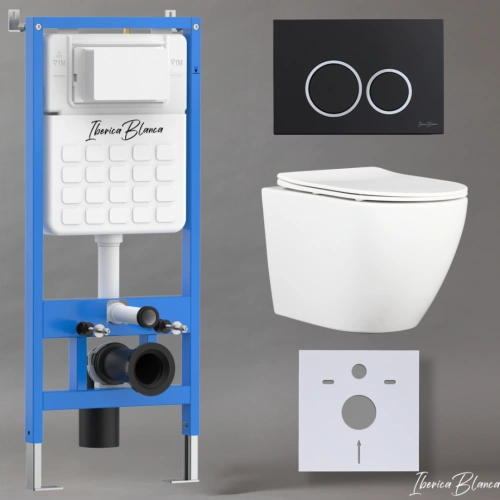 Комплект 3в1 IBERICA BLANCA инсталляция SILENCIO, унитаз BILBAO ALTO белый, кнопка смыва ESTI-O черный матовый (IB001.BLA.231.822) от магазина Vanna-Vanna.ru!