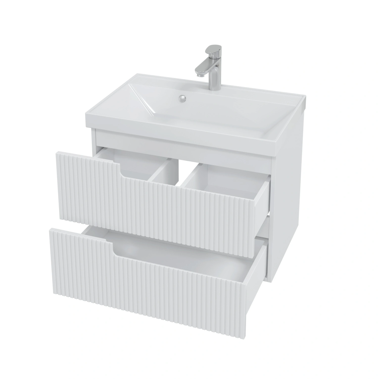 Тумба подвесная Санта Альтаир 70 с раковиной Астория 70, 2 ящика, белый от магазина Vanna-Vanna.ru!