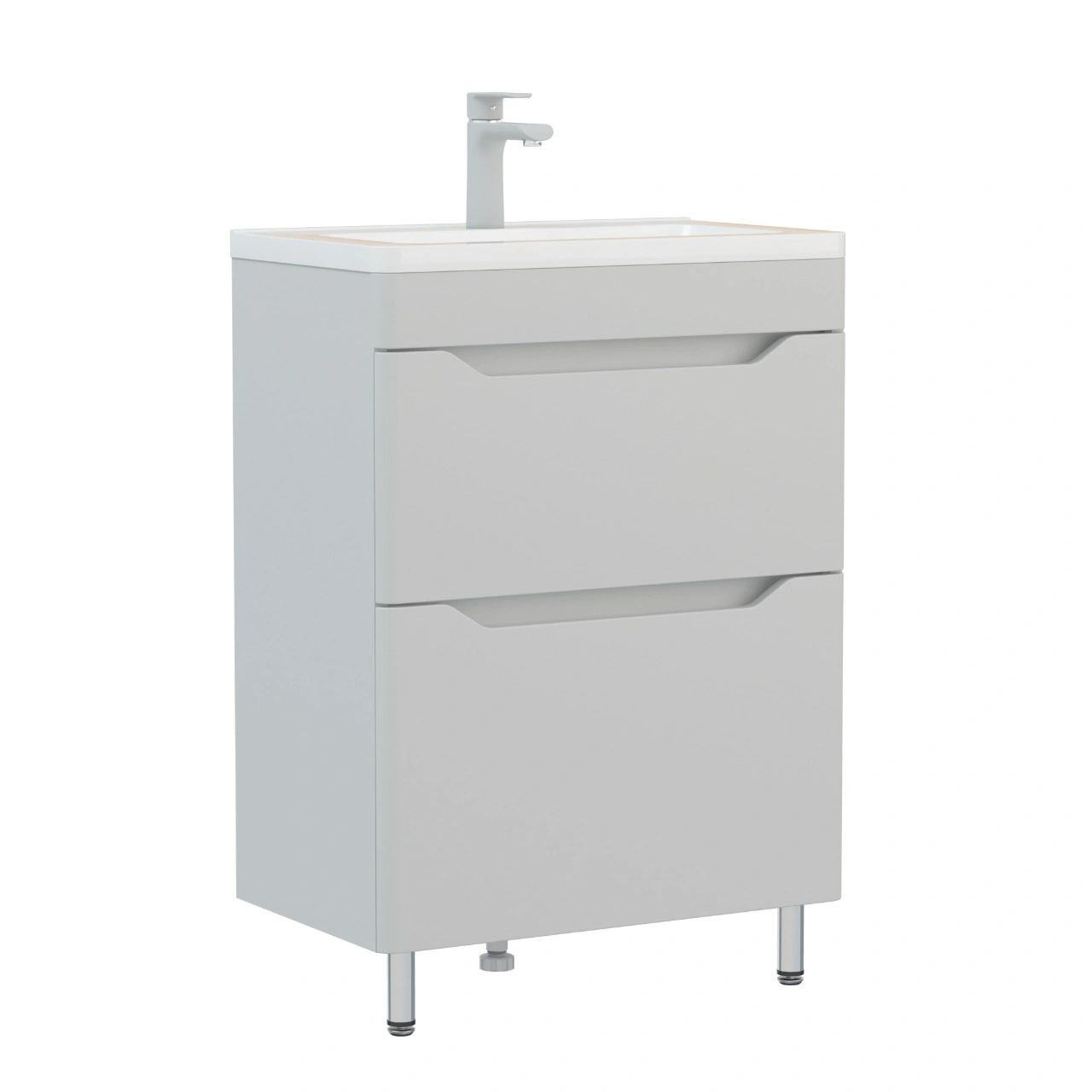 Тумба напольная Corozo Бирма 60 Z2, серый, с раковиной Modul Slim 60 от магазина Vanna-Vanna.ru!