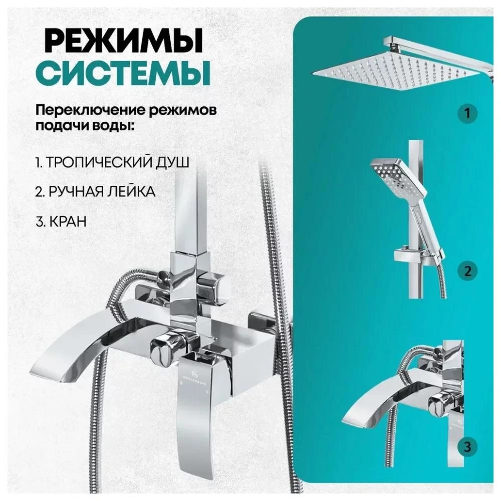 Душевая система Grocenberg GB7007CR, хром от магазина Vanna-Vanna.ru!