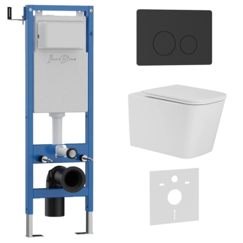 Комплект 3в1 IBERICA BLANCA инсталляция SILENCIO MINI, унитаз TOLEDO ALTO белый, кнопка смыва INOX-O черный матовый (IB.001M.TLA.234.812) от магазина Vanna-Vanna.ru!