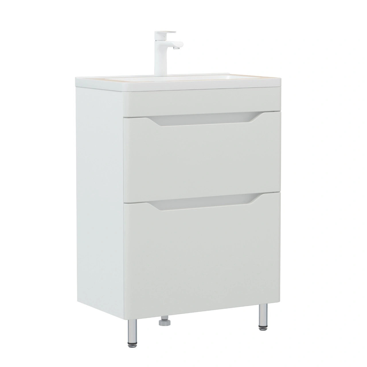 Тумба напольная Corozo Бирма 60 Z2, белый, с раковиной Modul Slim 60 от магазина Vanna-Vanna.ru!