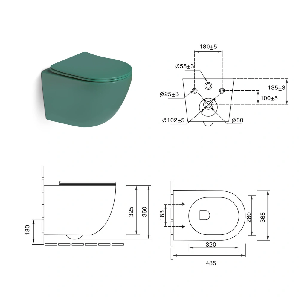 Унитаз SantiLine SL-5107 подвесной, с микролифтом, зеленый матовый от магазина Vanna-Vanna.ru!