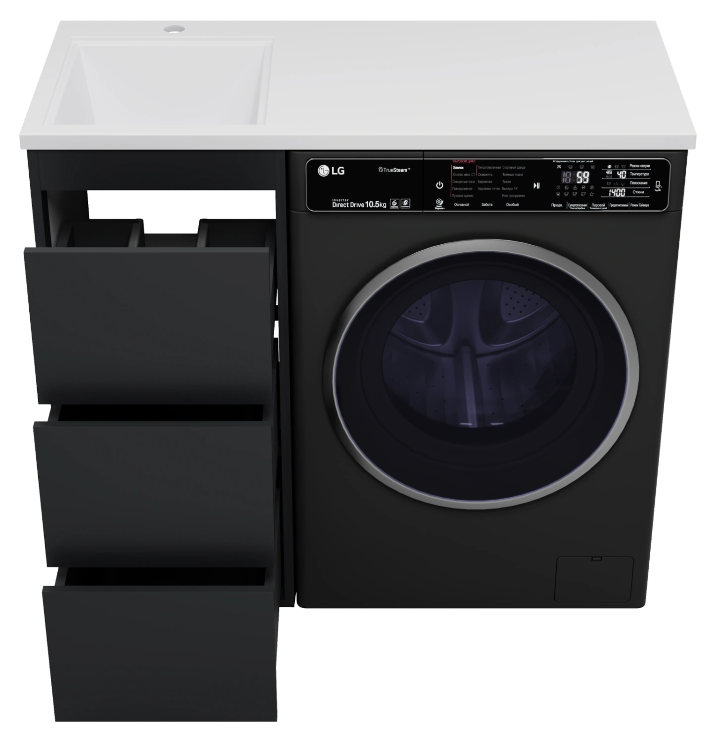 Тумба с раковиной Brevita Grafit 40 под стиральную машину, с раковиной Misty Гавана 100 L, графит от магазина Vanna-Vanna.ru!