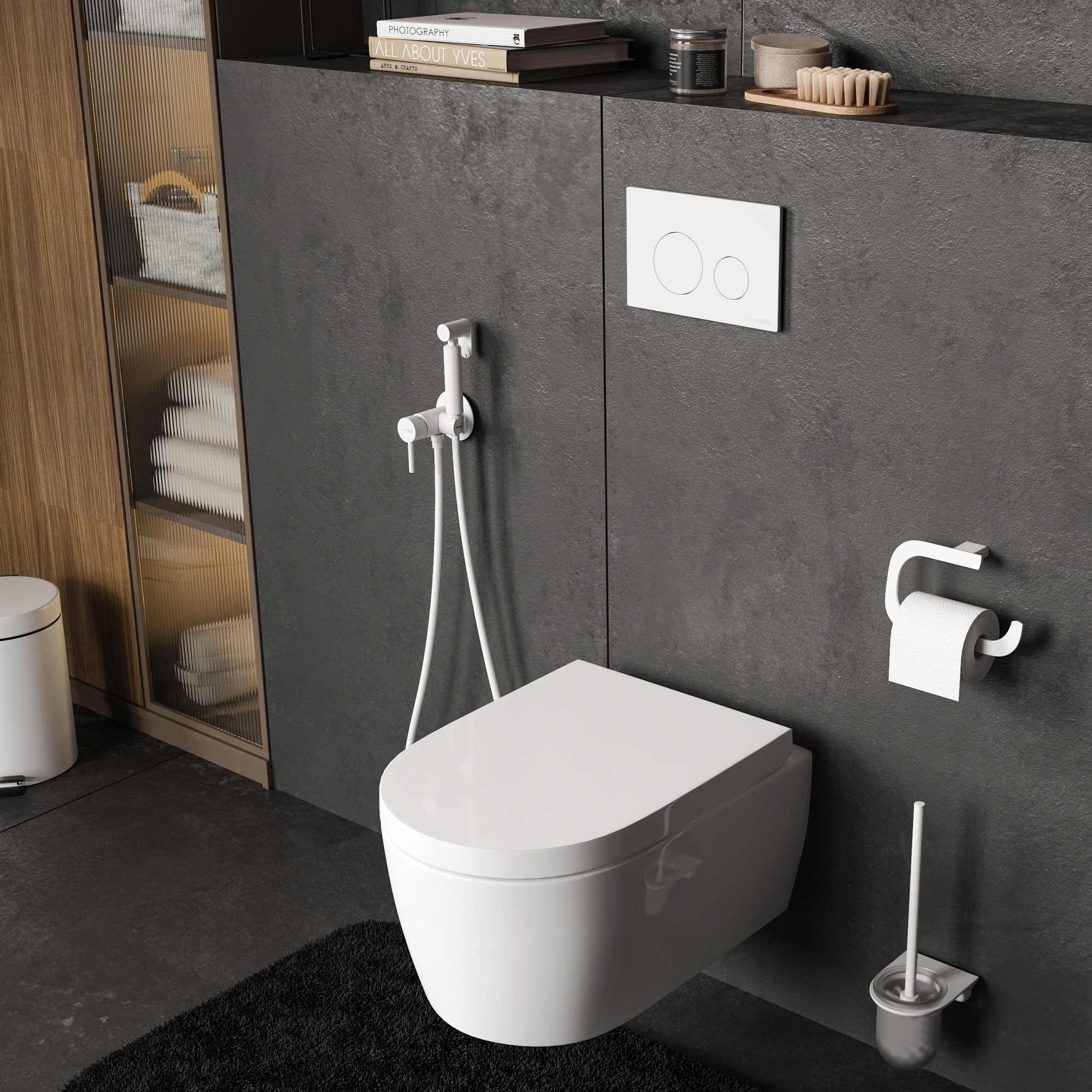 Инсталляция WasserKraft Glan 66TLT.010.ME.BL.WM02 для подвесного унитаза, с кнопкой от магазина Vanna-Vanna.ru!