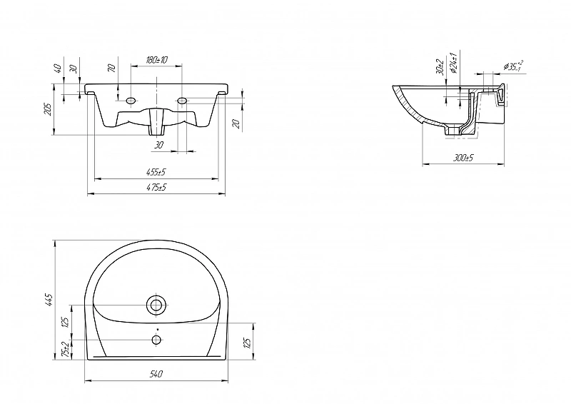 Тумба напольная Viant Прага 55 с раковиной Erica 55, белый от магазина Vanna-Vanna.ru!