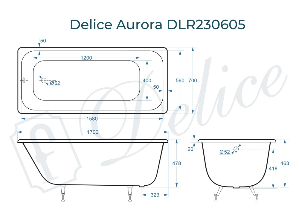 Ванна чугунная Delice Aurora 170х70 DLR230605 от магазина Vanna-Vanna.ru!