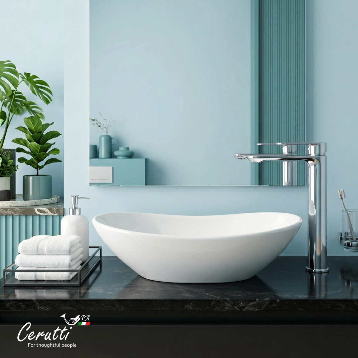 Раковина Ceruttispa CR7031B накладная, мрамор матовый белый, овал 640х360х140 от магазина Vanna-Vanna.ru!