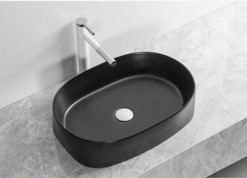 Раковина Ceruttispa CR2691 накладная, черный матовый, овальная 560х390х140 от магазина Vanna-Vanna.ru!