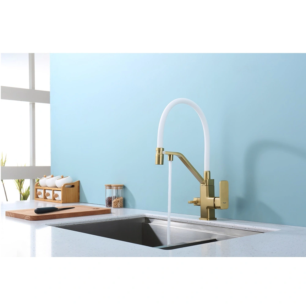 Смеситель для кухни с подключением фильтра Raglo R85.62.03, золотой сатин от магазина Vanna-Vanna.ru!