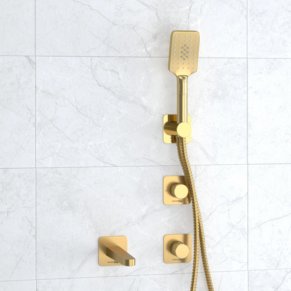 Душевой комплект WasserKRAFT Schunter A8251.306.308.285.194.201 матовое золото от магазина Vanna-Vanna.ru!