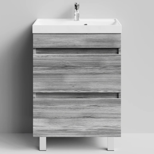 Тумба с раковиной Vod-ok Бест 60  напольная, Лиственница структурная контрастно-серая от магазина Vanna-Vanna.ru!
