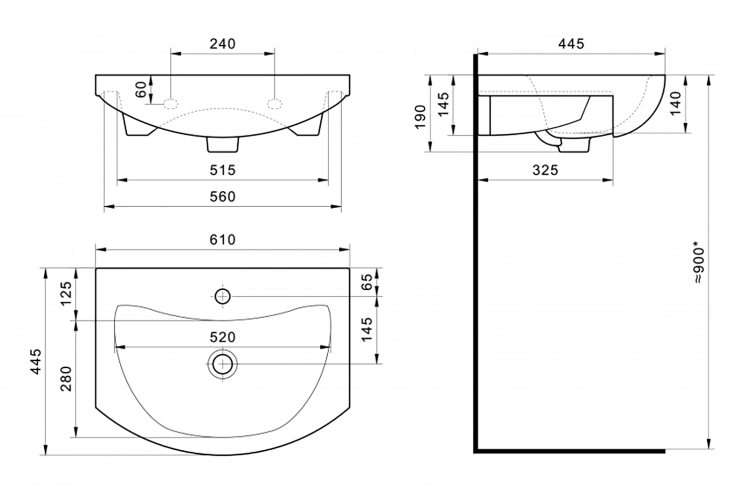 Тумба с раковиной Misty Лаванда 60 белый от магазина Vanna-Vanna.ru!