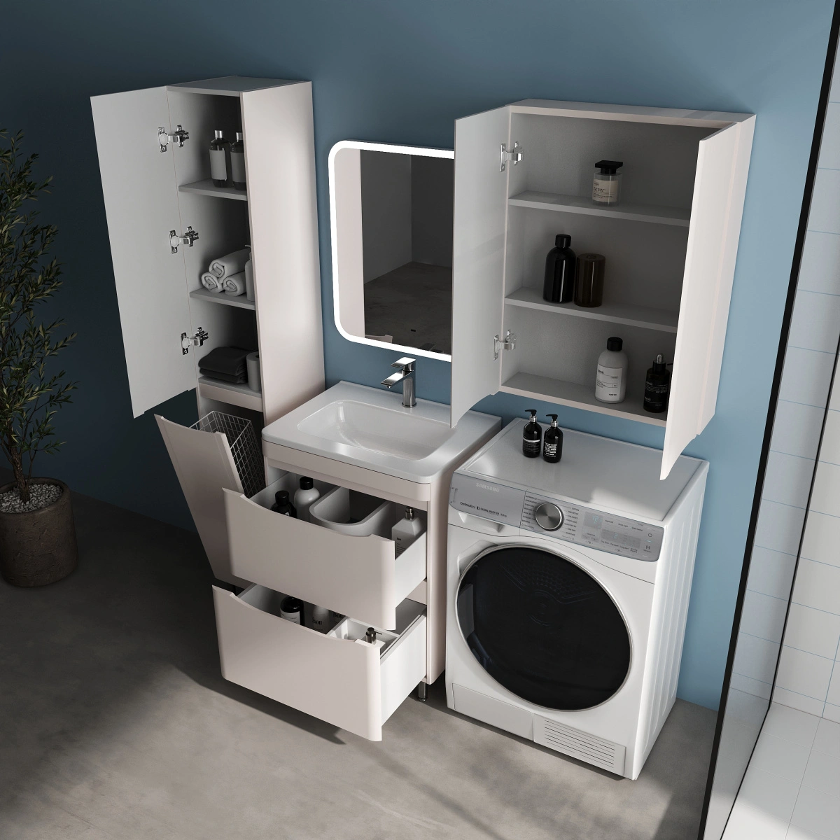 Тумба напольная Style Line Бергамо мини 60 (2 ящ.) антискрейтч карамель с раковиной Каре Люкс МИНИ 600х350 от магазина Vanna-Vanna.ru!