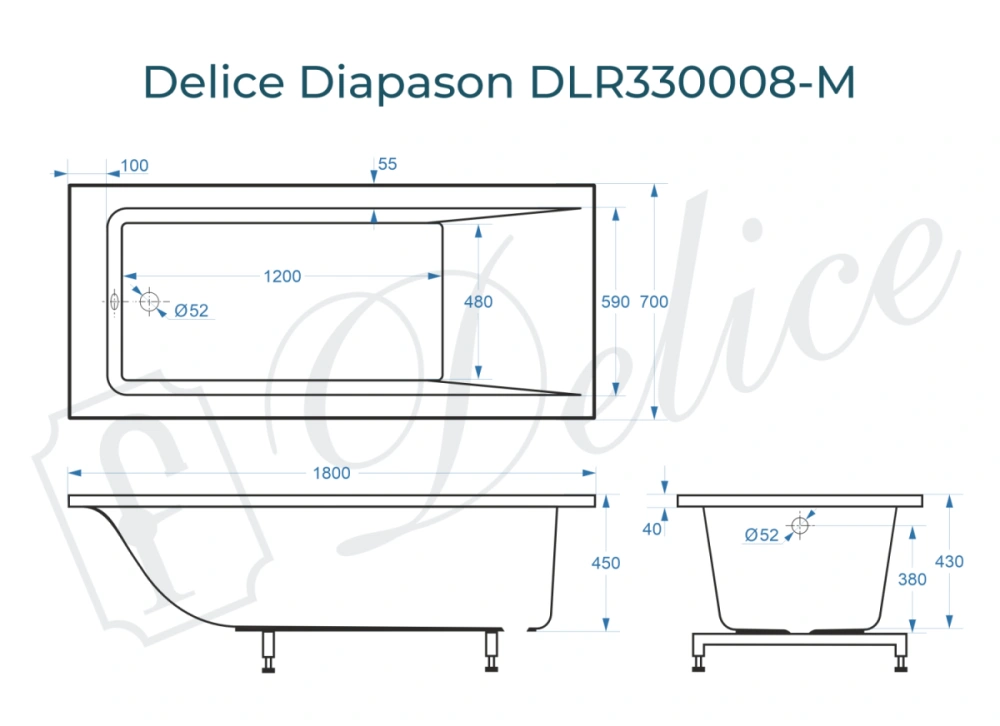 Ванна из литьевого мрамора Delice Diapason 180х70 матовая DLR330008-M от магазина Vanna-Vanna.ru!