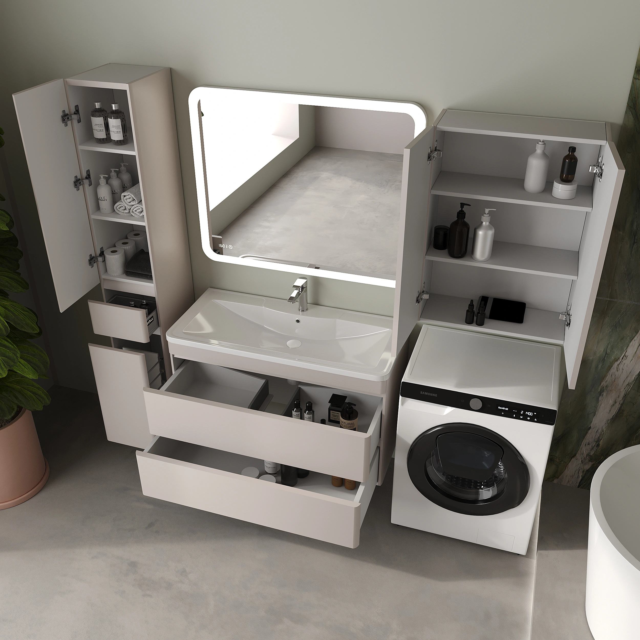 Тумба подвесная Style Line Атлантика 100, карамель, с раковиной Атлантика 100 от магазина Vanna-Vanna.ru!