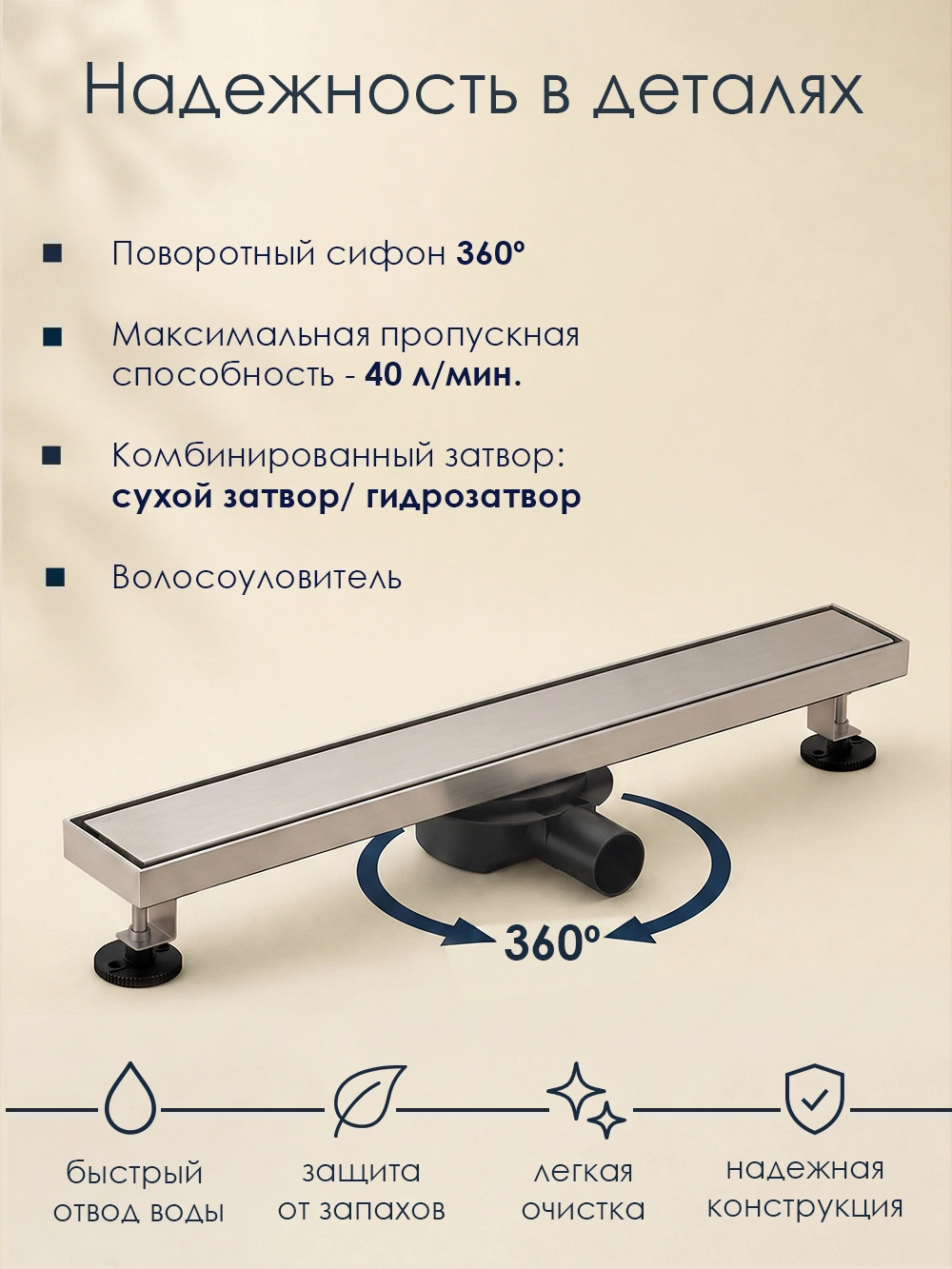 Душевой лоток WasserKraft Нирс 30D60BN никель от магазина Vanna-Vanna.ru!