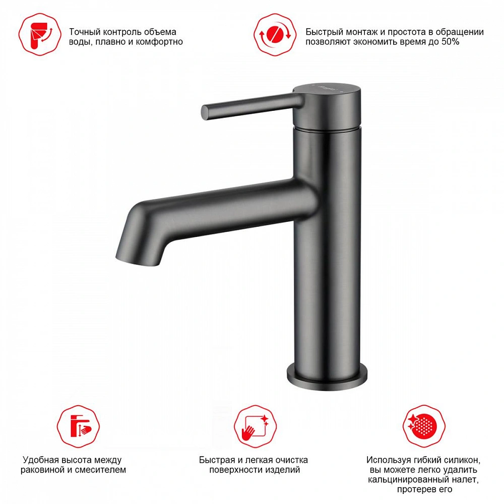 Смеситель для раковины Raglo R20.10.09, графит от магазина Vanna-Vanna.ru!