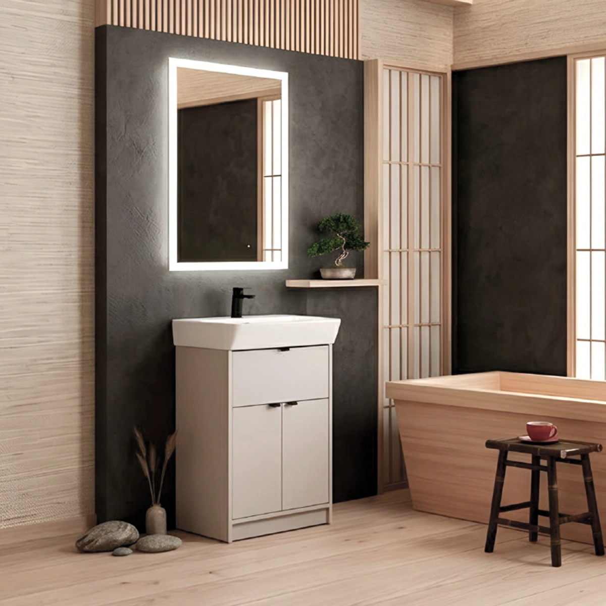 Тумба напольная Comforty Руза-50 серый шелк с раковиной 9055RA-50 от магазина Vanna-Vanna.ru!