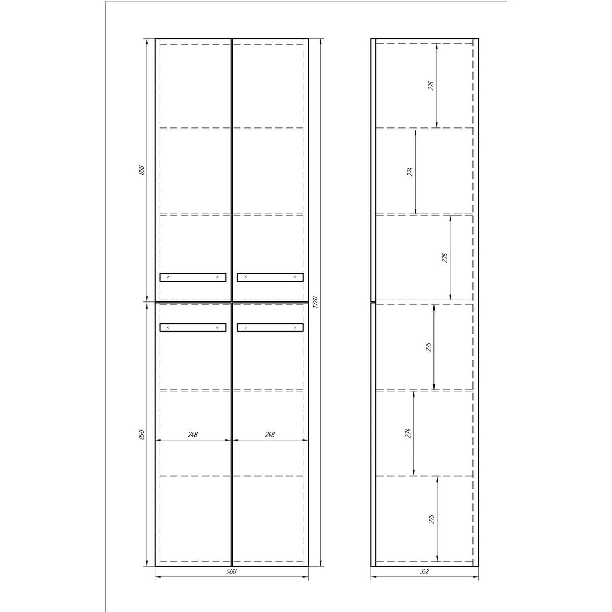 Пенал Dreja Almi 50 см, белый от магазина Vanna-Vanna.ru!