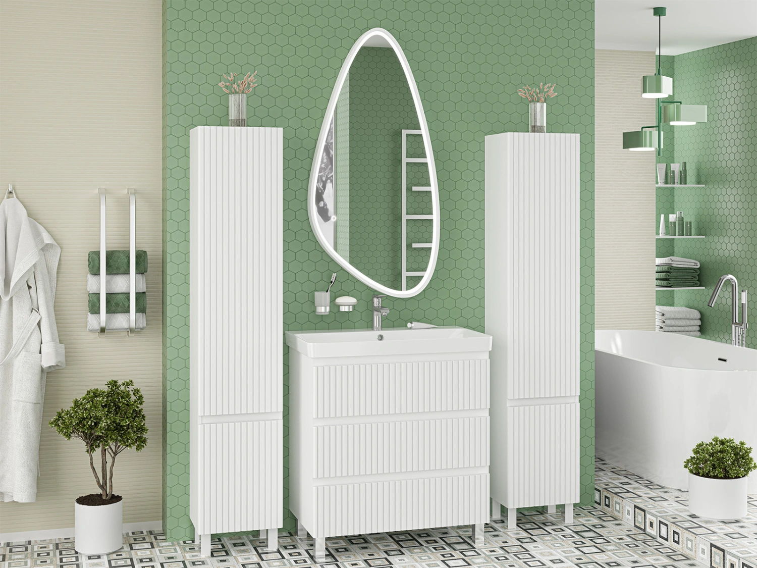 Тумба с раковиной Brevita Victory 80 напольная, белый от магазина Vanna-Vanna.ru!