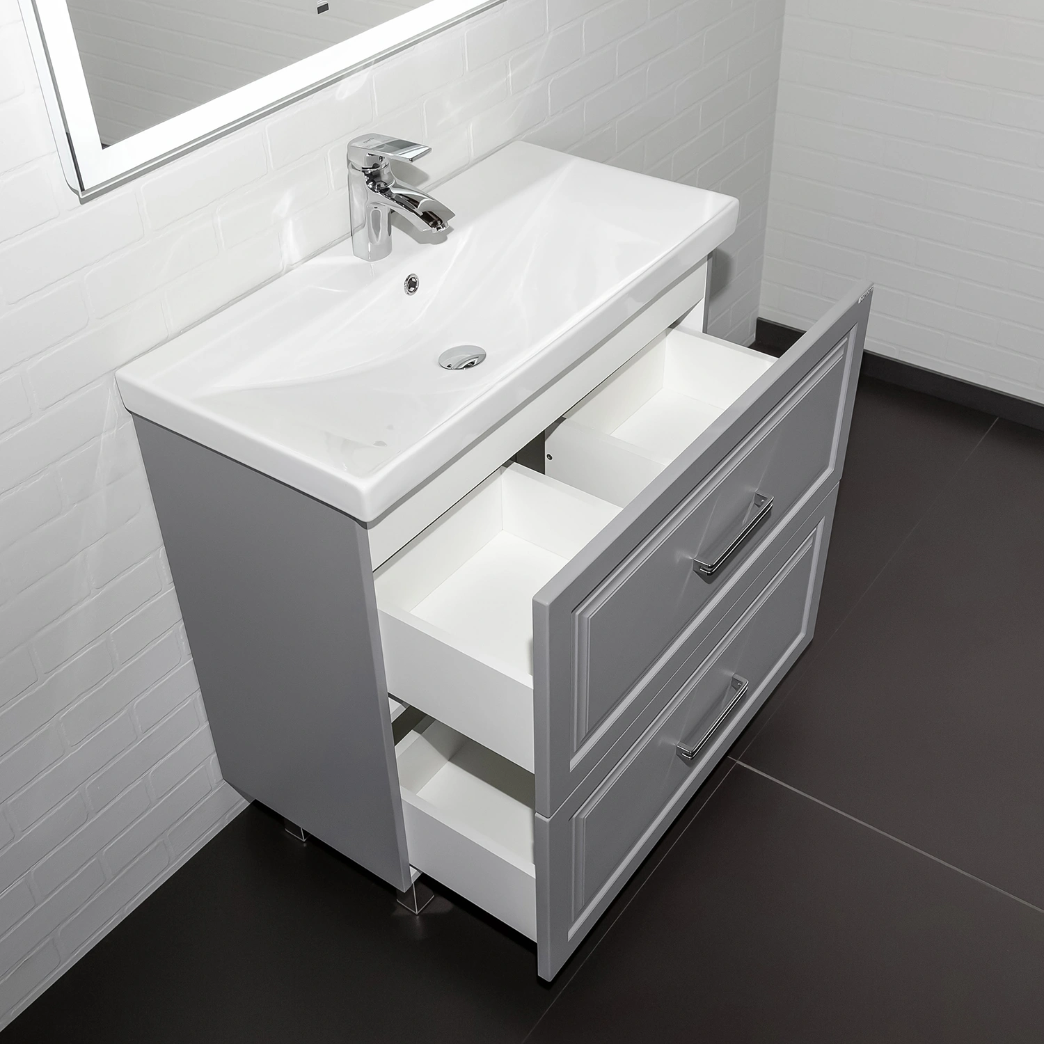 Тумба напольная Comforty Бросно-80Н2 альпийский иней с раковиной CF19696BX-80 от магазина Vanna-Vanna.ru!
