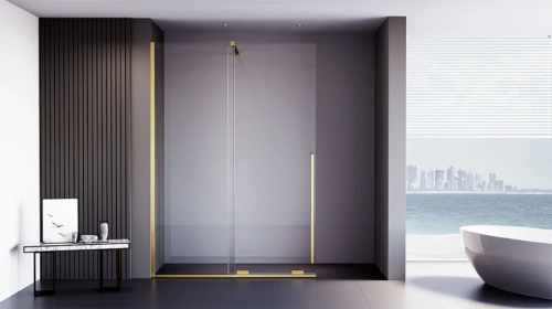 Душевая перегородка Veconi Premium Trento PTDW-50G, 1100x2000, брашированное золото, стекло прозрачное от магазина Vanna-Vanna.ru!