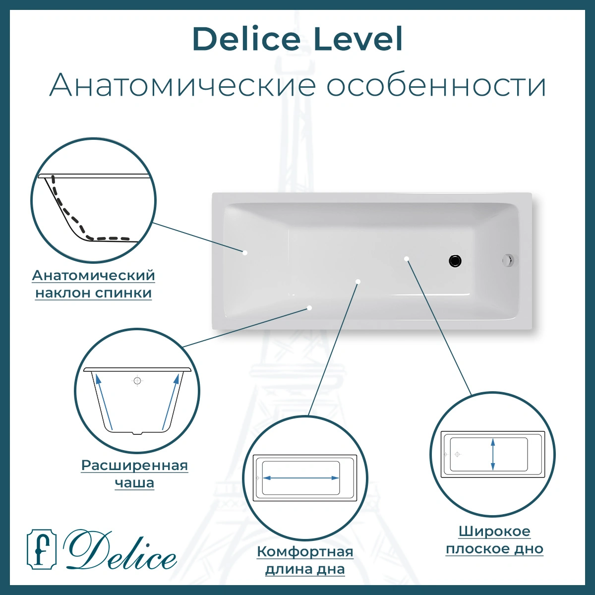 Ванна чугунная Delice Level 140х70 DLR230618R с отверстиями под ручки от магазина Vanna-Vanna.ru!