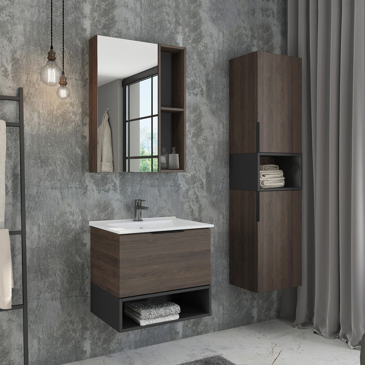 Зеркало-шкаф Comforty Франкфурт-60 дуб шоколадно-коричневый от магазина Vanna-Vanna.ru!