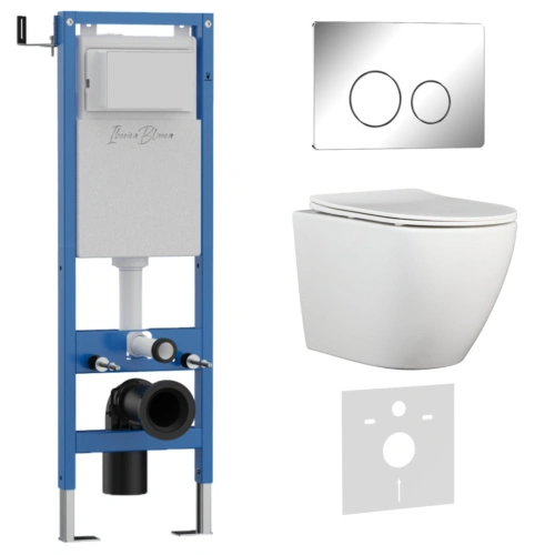 Комплект 3в1 IBERICA BLANCA инсталляция SILENCIO MINI, унитаз BILBAO ALTO белый, кнопка смыва INOX-O хром глянцевый (IB.001M.BLA.234.8131) от магазина Vanna-Vanna.ru!