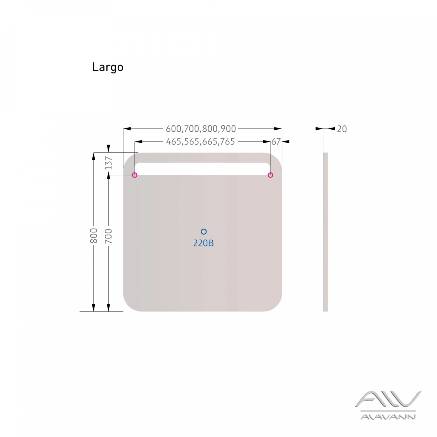 Зеркало Alavann Largo 90 свет сенсор от магазина Vanna-Vanna.ru!