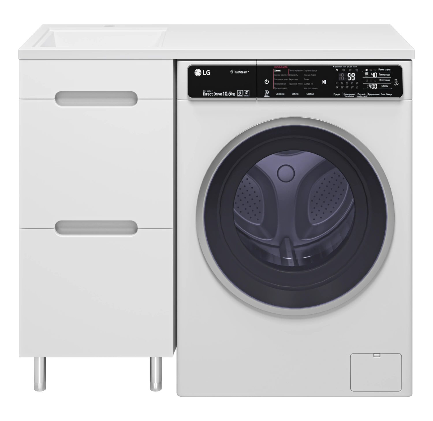 Тумба с раковиной Misty Байкал 40 под стиральную машину, с раковиной Misty Гавана 100 L, белый от магазина Vanna-Vanna.ru!