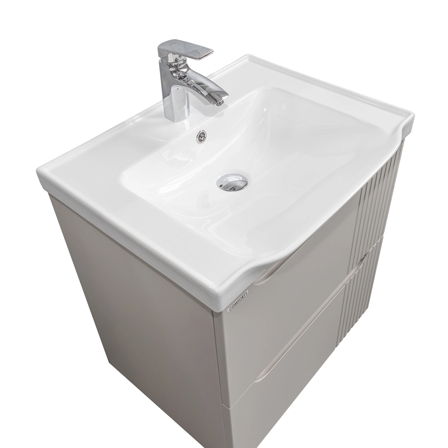 Тумба подвесная Comforty Сидней-60 серый шелк с раковиной CF188057-60 от магазина Vanna-Vanna.ru!