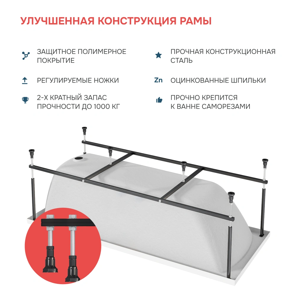 Ванна 1Marka MODERN 140*70 Комплект Стандарт 2+ от магазина Vanna-Vanna.ru!