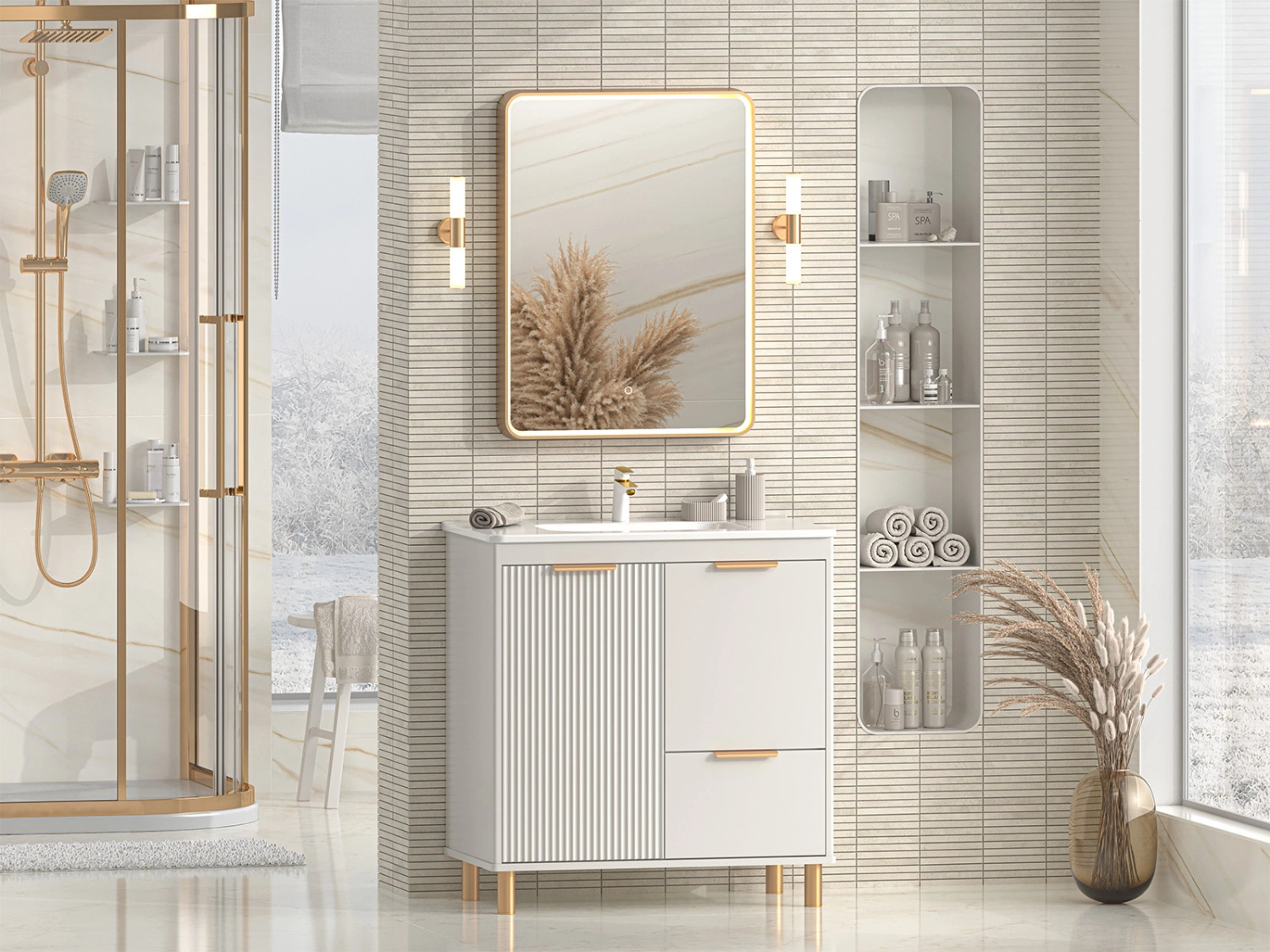 Тумба с раковиной Brevita Risacca Crema 80 напольная, серый от магазина Vanna-Vanna.ru!