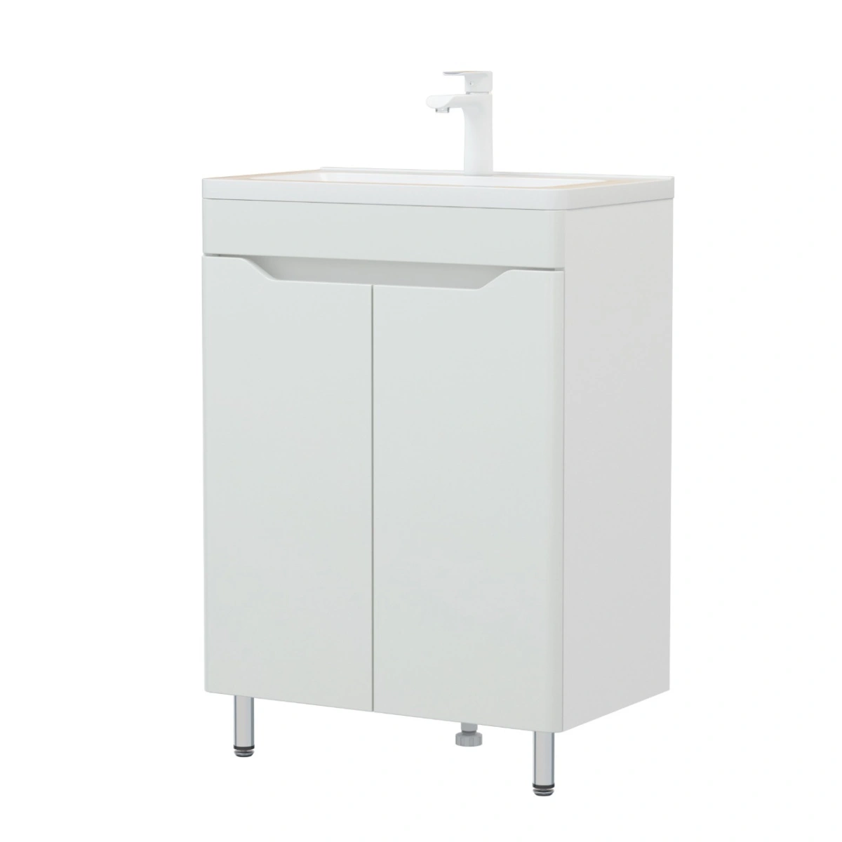 Тумба напольная Corozo Бирма 60, белый, с раковиной Modul Slim 60 от магазина Vanna-Vanna.ru!