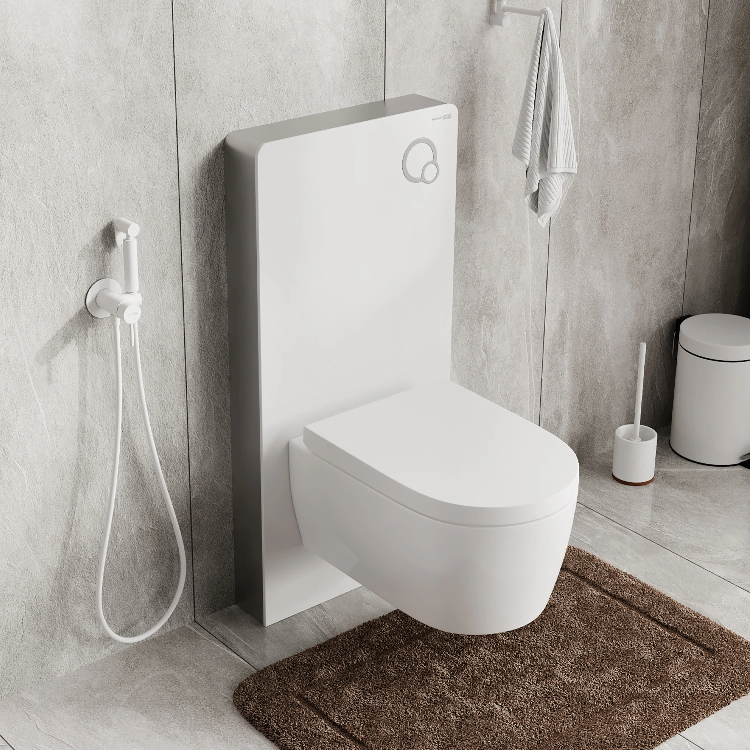 Инсталляция WasserKraft Naab 86TLT.040.PE.WH для подвесного унитаза, пристенный модуль, с пневматическим механизмом смыва от магазина Vanna-Vanna.ru!