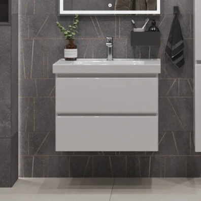 Тумба подвесная SanStar Arista 60 с раковиной Грейс 60, белая