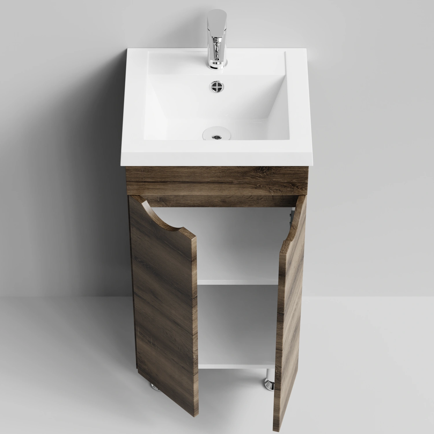 Тумба с раковиной Vod-ok Смайл 40 напольная, Дуб крымский коричневый