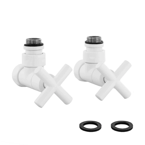 Кран для полотенцесушителя / вентиль угловой Energy, 1/2'' - 3/4'', цвет белый матовый, ручка крест- 2 шт. от магазина Vanna-Vanna.ru!