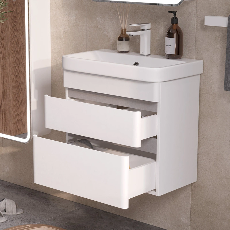 Тумба с раковиной EQUIL Soldi 60 подвесная, 2 ящика, белый софт от магазина Vanna-Vanna.ru!