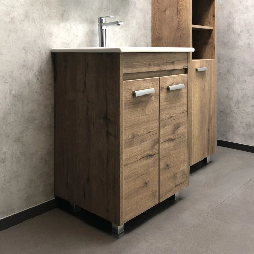 Тумба напольная Comforty Марио-60 дуб темный с раковиной Квадро 60 от магазина Vanna-Vanna.ru!